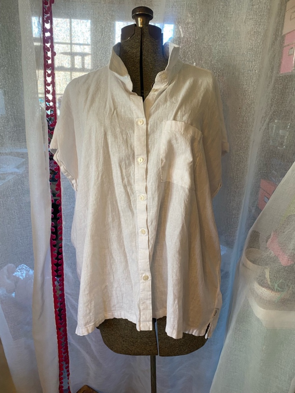 Orvis Women's White Linen Relaxed Button-Down Shirt XL Coastal Beach minimalist